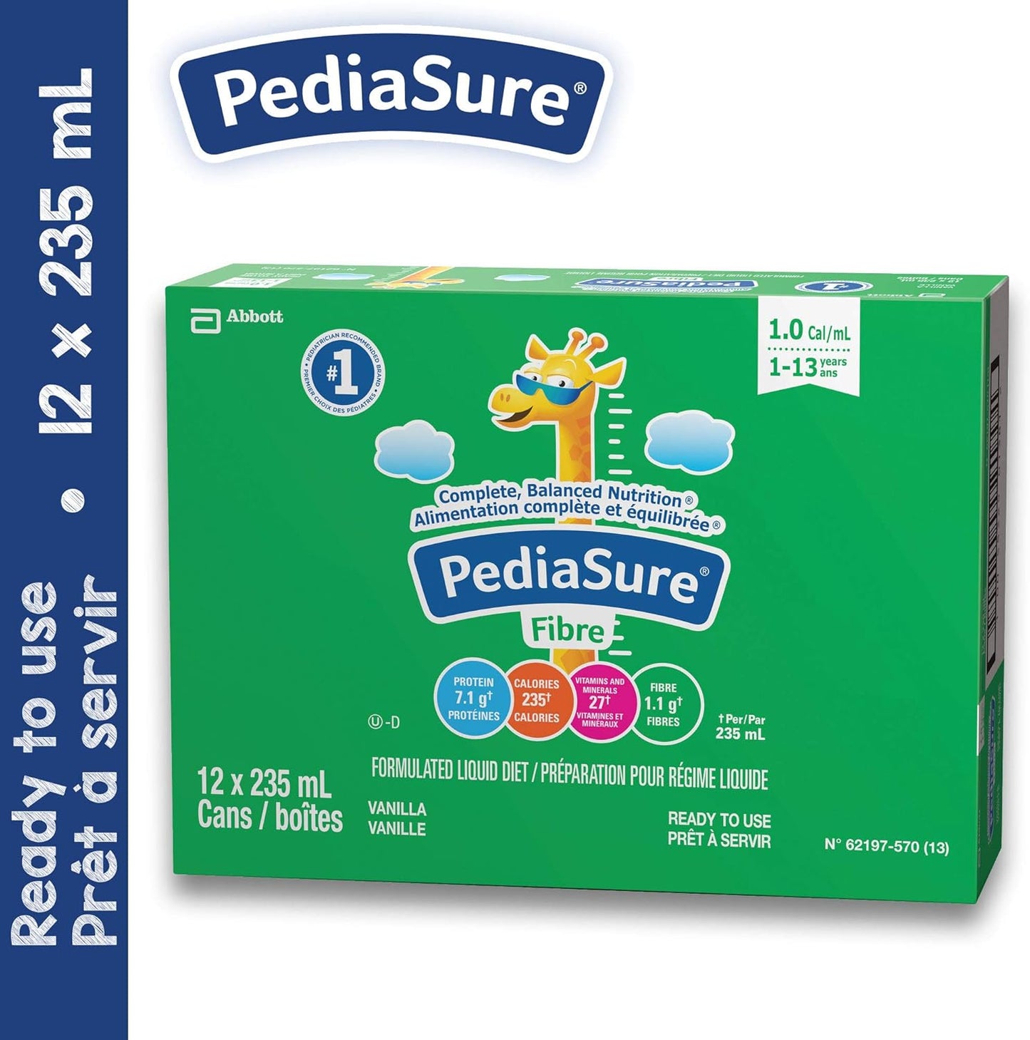 PediaSure Fibre,配方流质饮食,香草味,12 支,2820 毫升