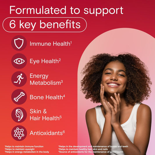 One A Day 成人複合維生素軟糖 - 男女每日補充軟糖,含維生素 A、B6、B12、C、D、E、生物素和鋅,支持免疫力和骨骼健康,頭髮和指甲,130 粒軟糖