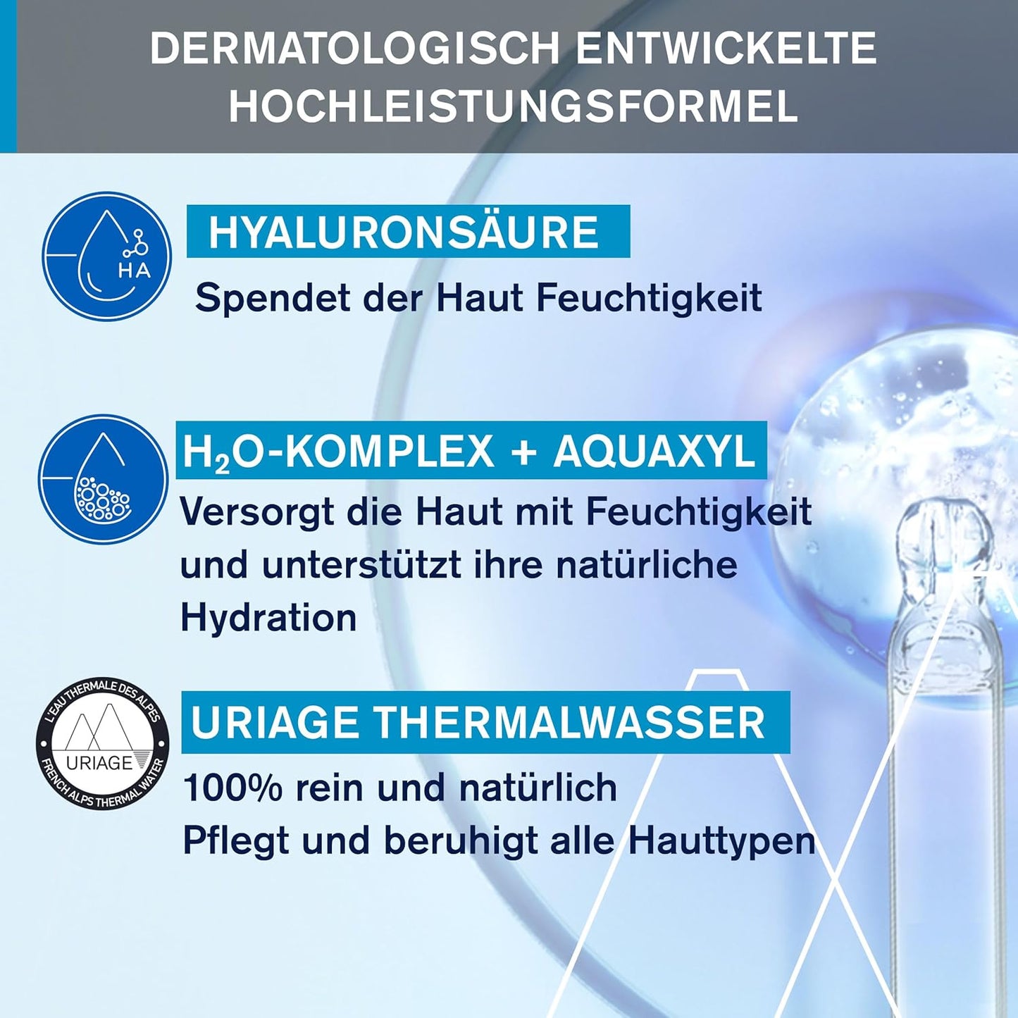 Uriage Eau Thermal Water Cream - Hydratation & Brightness Lightweight Face Cream With Hyaluronic Acid - All Skin Types - 40ml