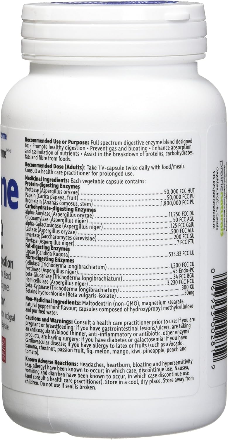Prairie Naturals Bile-Force - Bile Salt with Lipase - 120 Count (Packaging may vary) & Prairie Naturals Enzyme Force - Full Spectrum Plant Enzyme with FibraZyme VCaps - 120 Count