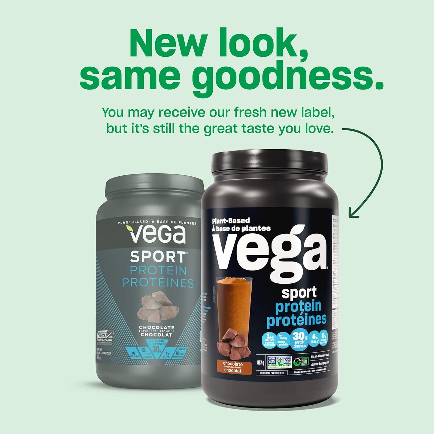 Vega Sport Protein 素食蛋白粉,浆果味(19 份)支链氨基酸和运动后恢复加速剂,热带风味(20 份)素食、非乳制品、无麸质、支链氨基酸,540 克(包装可能有所不同)