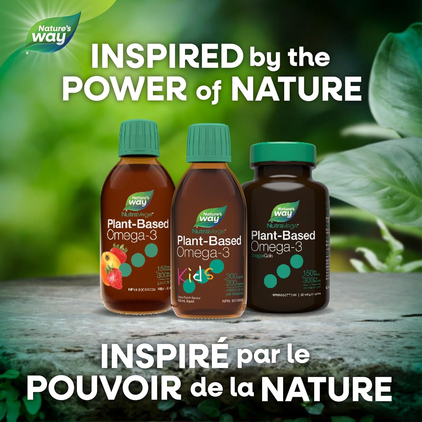 Nature's Way NutraVege 儿童 Omega-3 补充剂,植物基,素食,纯素食友好型,500 毫克 EPA + DHA,500 IU 纯素维生素 D3,柑橘味,150 毫升液体