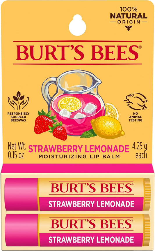 Burts Bees 草莓柠檬水保湿润唇膏套装(男女通用)- 2 x 0.15 盎司润唇膏