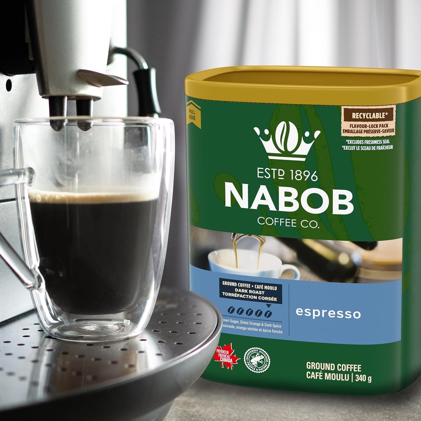 Nabob 深烘焙浓缩咖啡粉,340克罐装