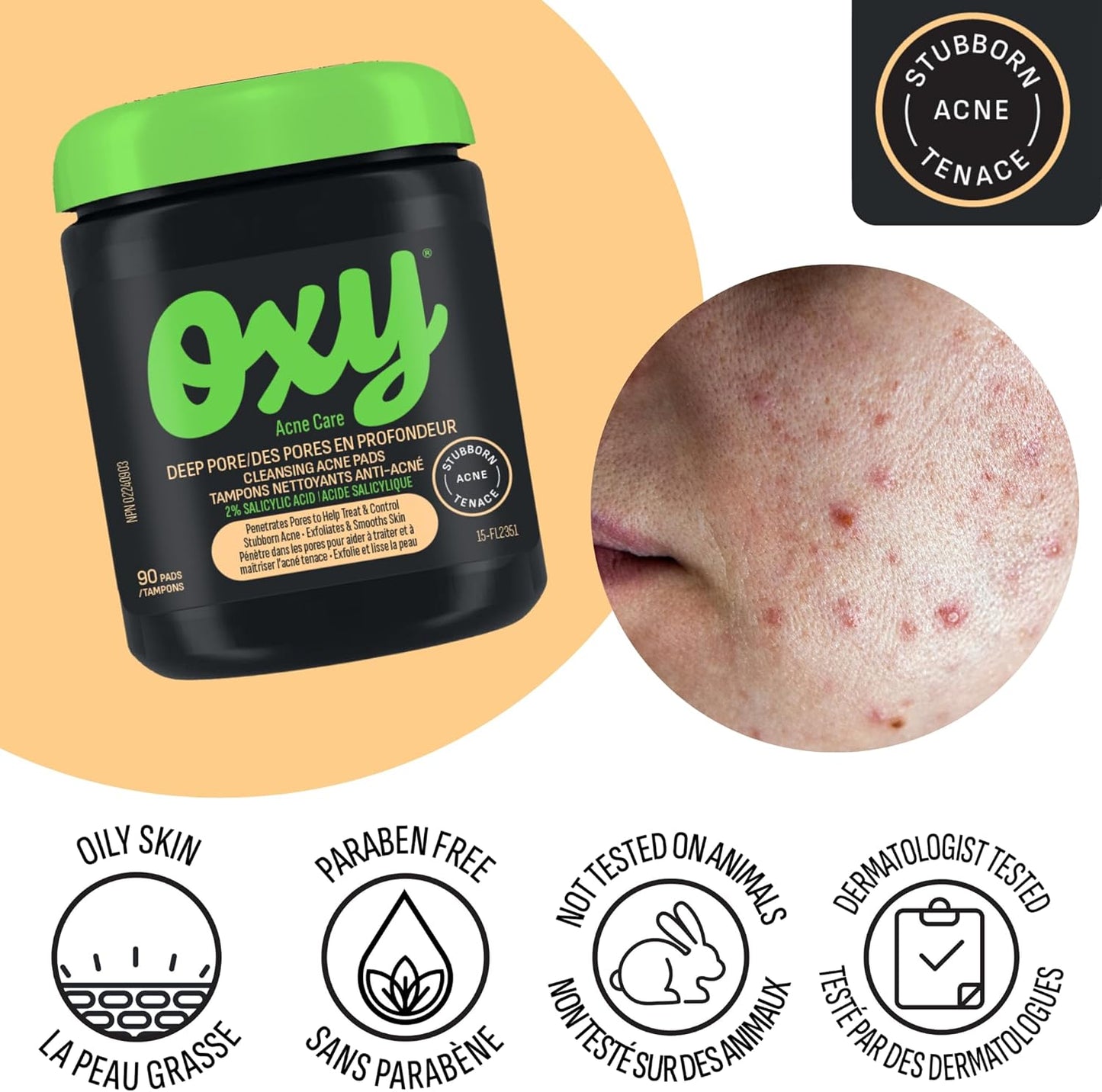 Oxy Deep Pore Cleansing Acne Pads - Salicylic Acid 2.0% – Stubborn Acne Control - Helps Treat, and Prevent Breakouts – Paraben & Preservative Free - Dermatologist Tested