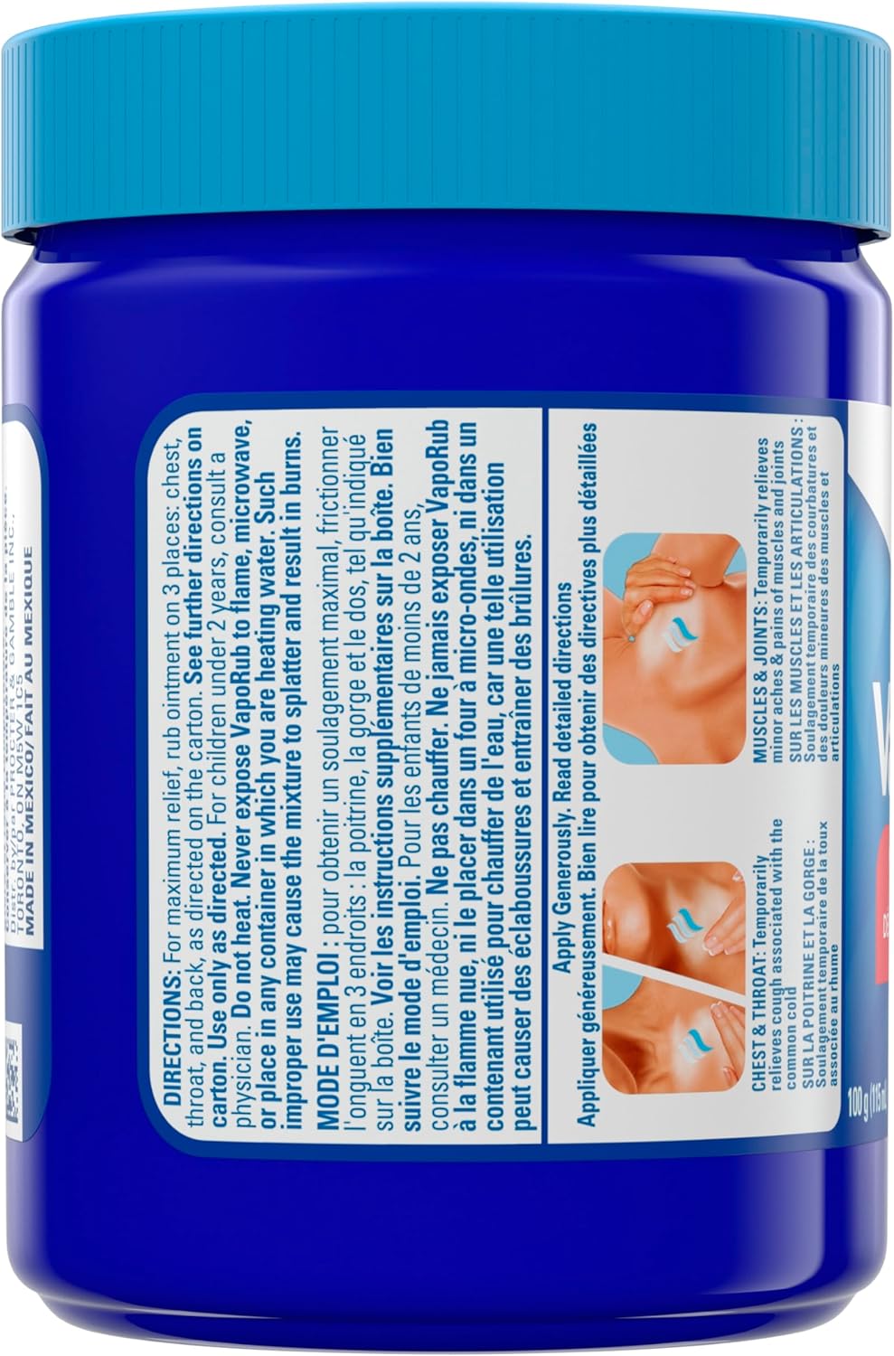 Vicks VapoRub 鼻塞緩解劑,止咳藥,緩解感冒、疼痛和疼痛,胸部按摩膏,原味,100 克/115 毫升
