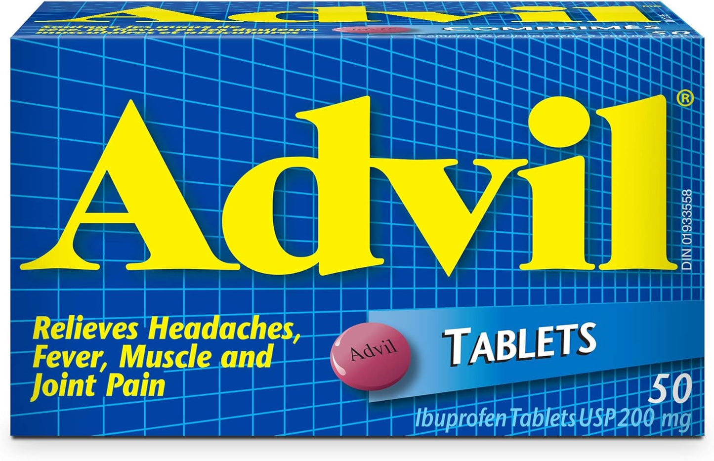 Advil Tablets (50 Count), 200 mg ibuprofen, Temporary Pain Reliever / Fever Reducer