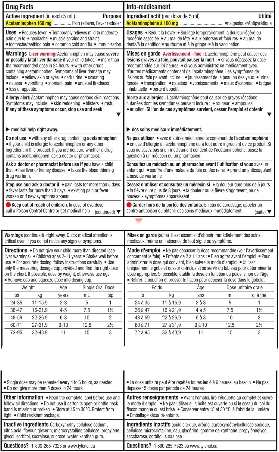 泰諾兒童退燒止痛液,櫻桃味,無色素,100 毫升,對乙醯氨基酚,用於緩解頭痛、肌肉酸痛
