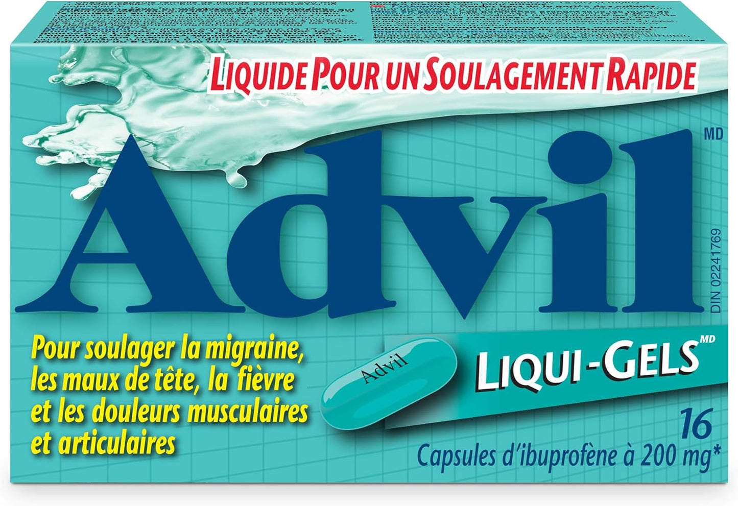 Advil Regular Strength Ibuprofen Pain Relief Liquid-Gels, Fast Acting Pain Relief for Migraine, Back, Neck, Joint, and Muscle Relief, 200mg (16 Count)
