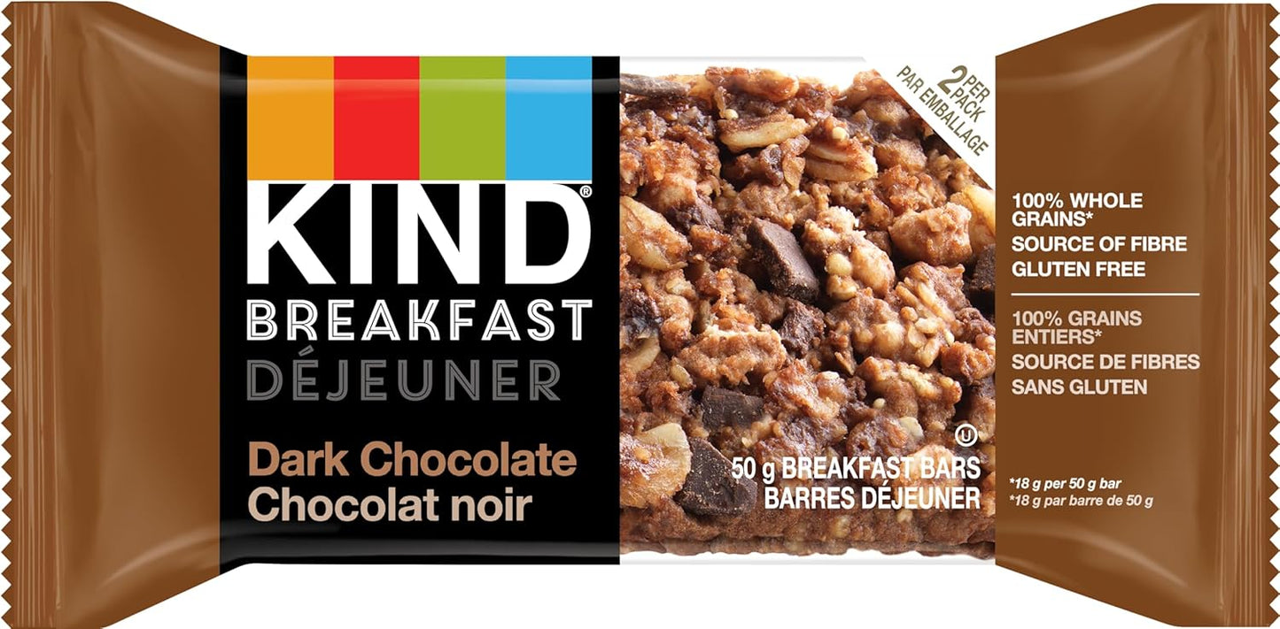 KIND Breakfast Bars, Dark Chocolate Cocoa, Gluten Free, 1.8 Ounce, 20 Count