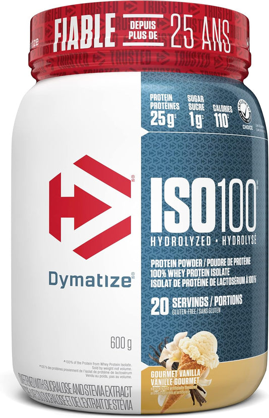 Dymatize ISO100 水解蛋白粉,香草味,高蛋白粉,100% 乳清分離蛋白粉,25 克蛋白質,無麩質,20 份 & ISO100 - 巧克力花生醬 20 份