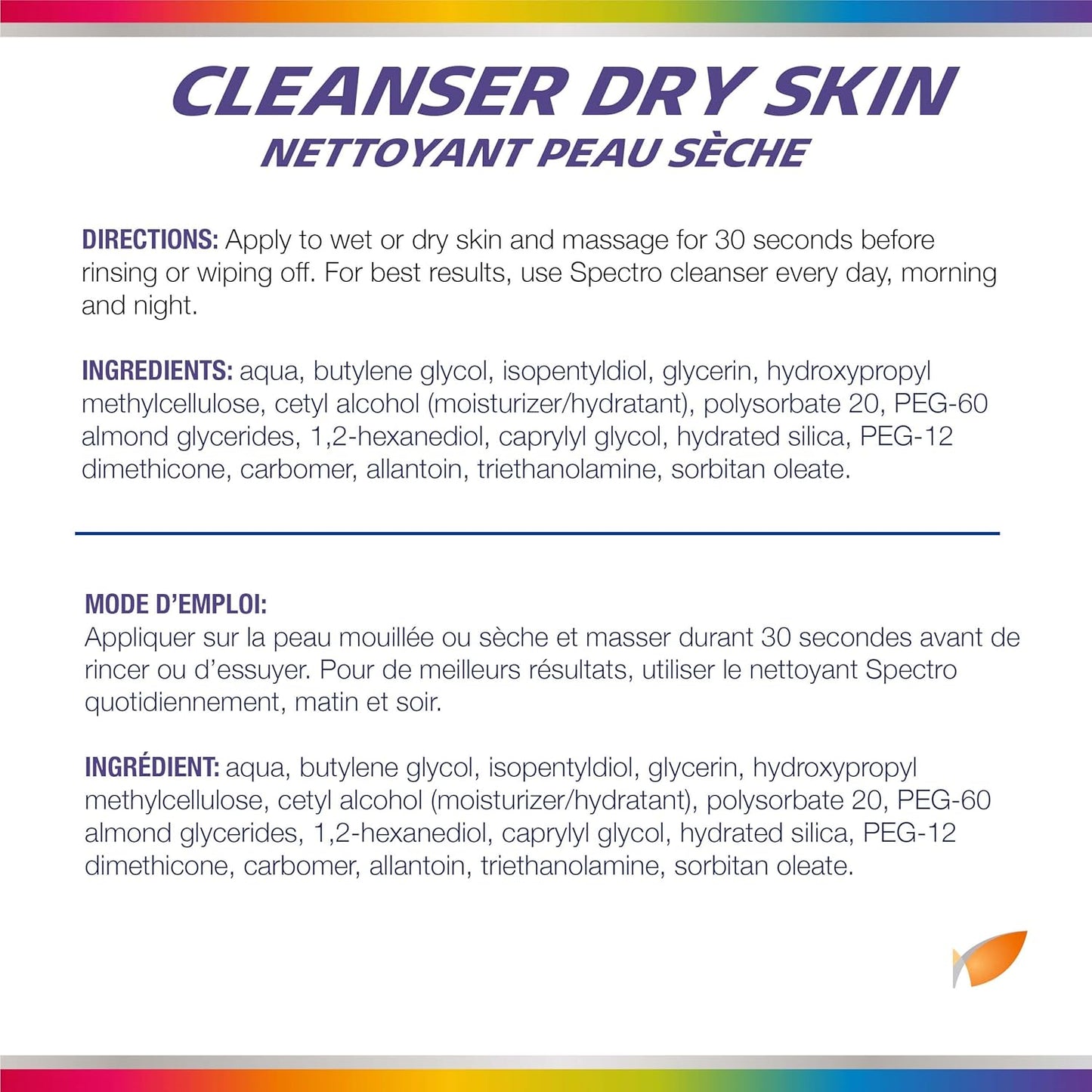 Spectro Facial Cleanser for Dry Skin, Fragrance and Dye Free Skin Care, Pump Dispenser, 500 mL