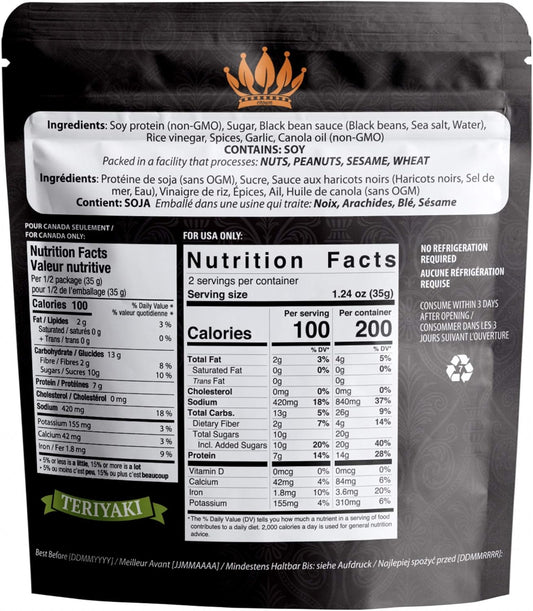 Noble Jerky – 素食肉干零食,14克植物蛋白,非转基因,高蛋白,70克袋装,5包多种口味(照烧味、Chipotle味、原味、2份烧烤味)