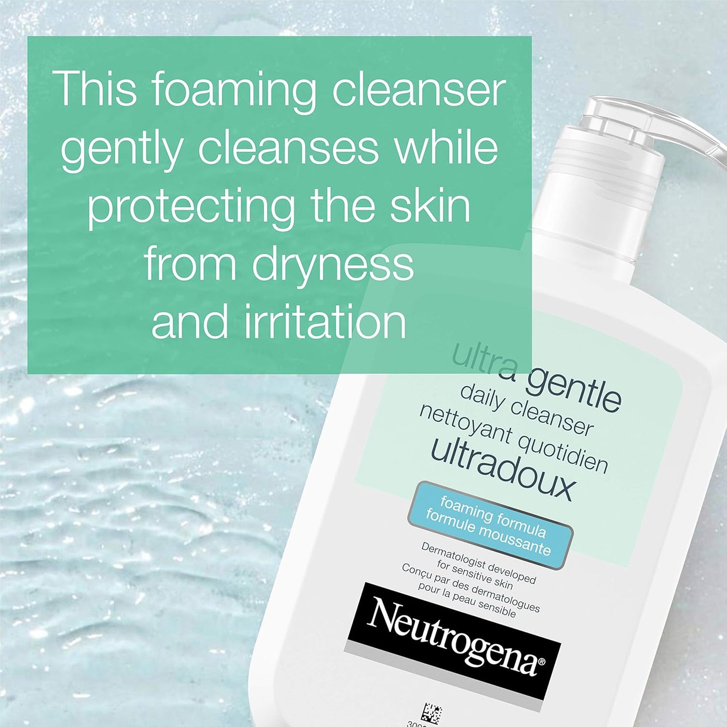 Neutrogena Ultra Gentle Daily Face Wash, Foaming Facial Cleanser, Fragrance Free, Pack of 2 (708 ml Total)