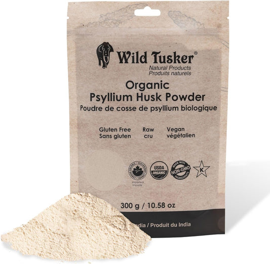 Wild Tusker 有机洋车前子壳粉 - 100% 有机,酮类友好,无麸质,300 克