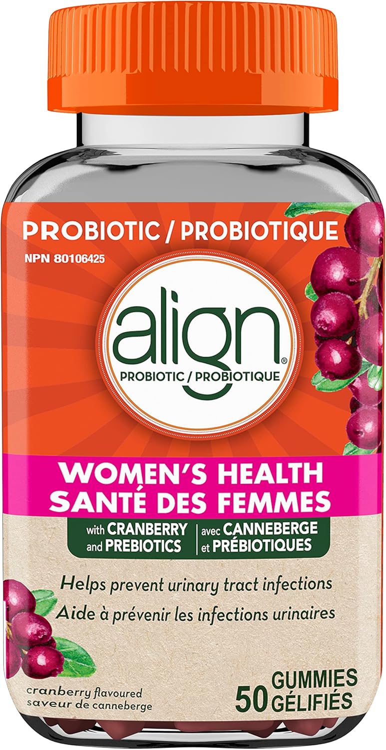 Align 女性健康益生元 + 益生菌软糖,有助于预防尿路感染,蔓越莓味,50 粒软糖
