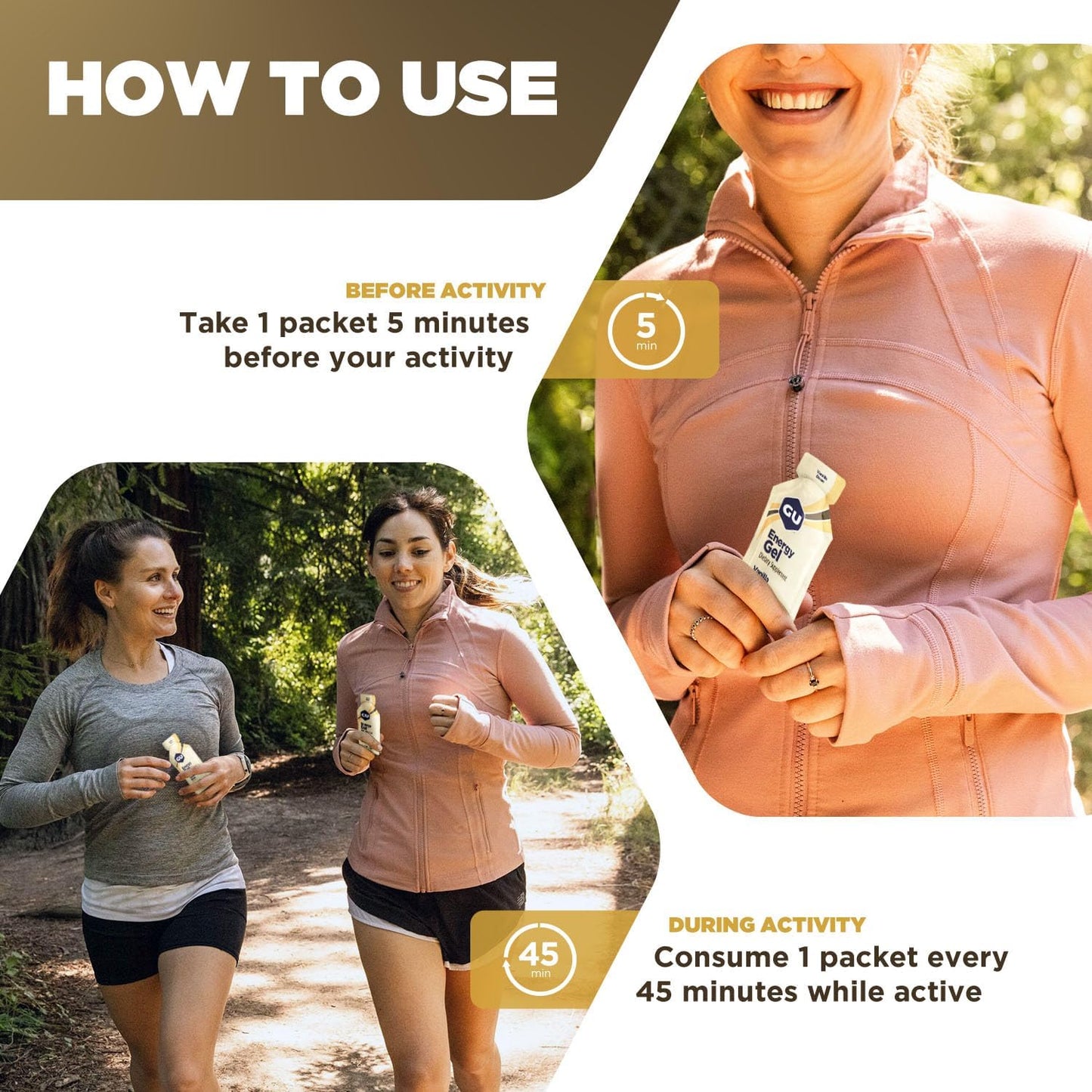 GU ENERGY 原装运动营养能量凝胶,香草味,24 粒装