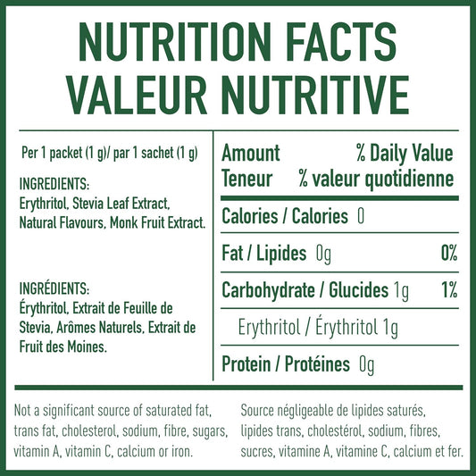 Whole Earth Sweetener Company 甜菊糖和罗汉果甜味剂、赤藓糖醇甜味剂、Sweet Leaf 甜菊糖包、糖替代品、天然甜味剂、80 粒装