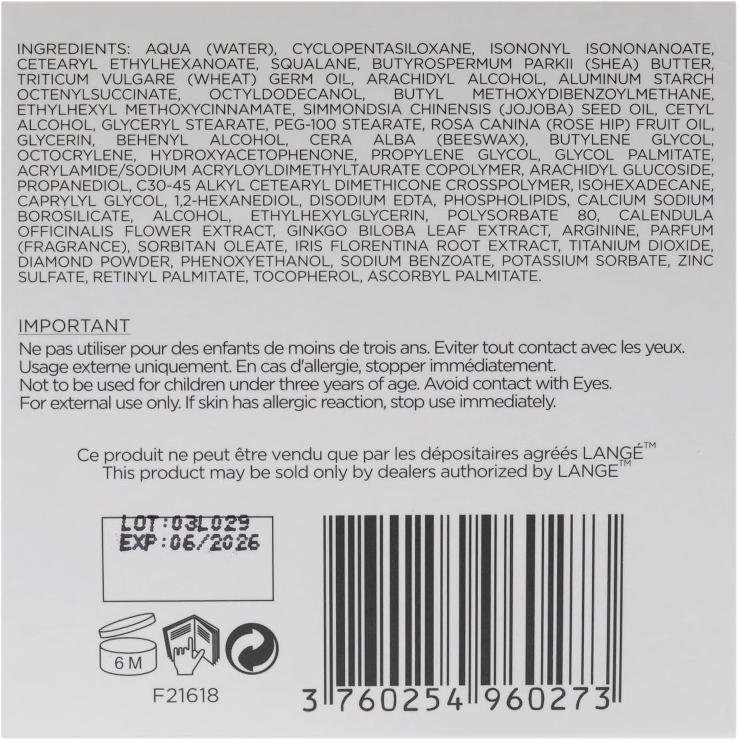 Lancior Diamond Lighting Defense Day Cream Cream Unisex 1.7 oz