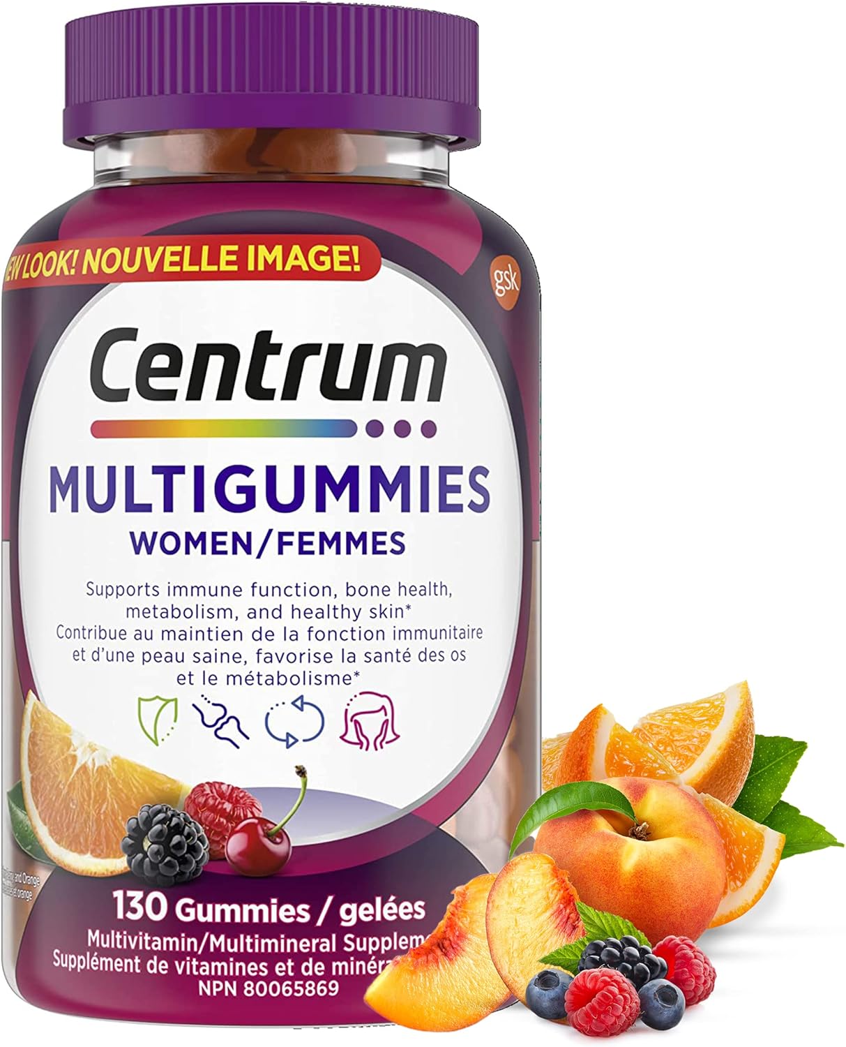 Centrum Performance 复合维生素/矿物质补充剂,75 片装(包装可能有所不同)和女性复合维生素/矿物质软糖,樱桃、浆果和橙子口味,130 粒软糖