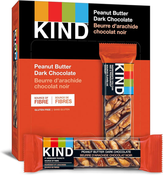 KIND Bars, Peanut Butter Dark Chocolate, Gluten Free, 40 Grams, 12 Count & Healthy Grains Bars, Peanut Butter Dark Chocolate, Gluten Free, 35 Grams, 5 Count