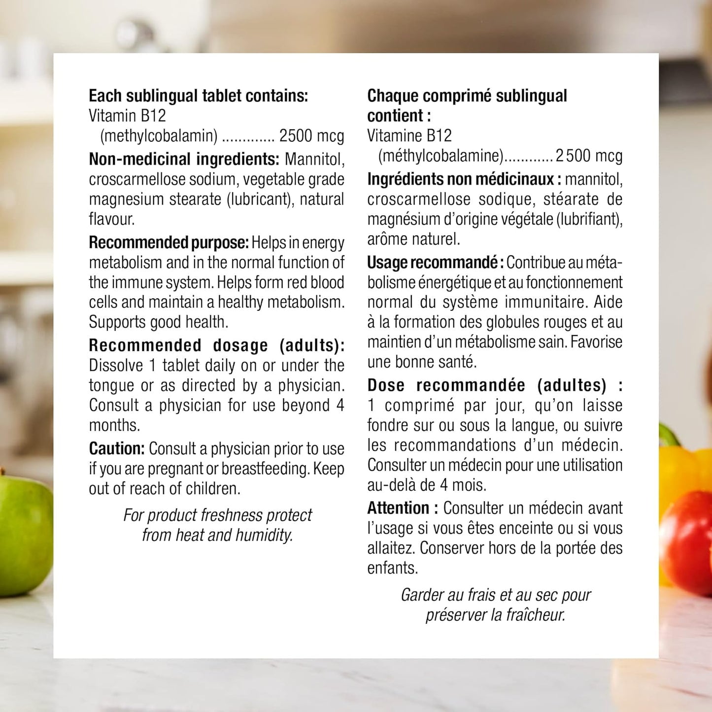 Webber Naturals 维生素 B12 2500 微克,速溶,110 片,天然樱桃味,支持能量产生和代谢