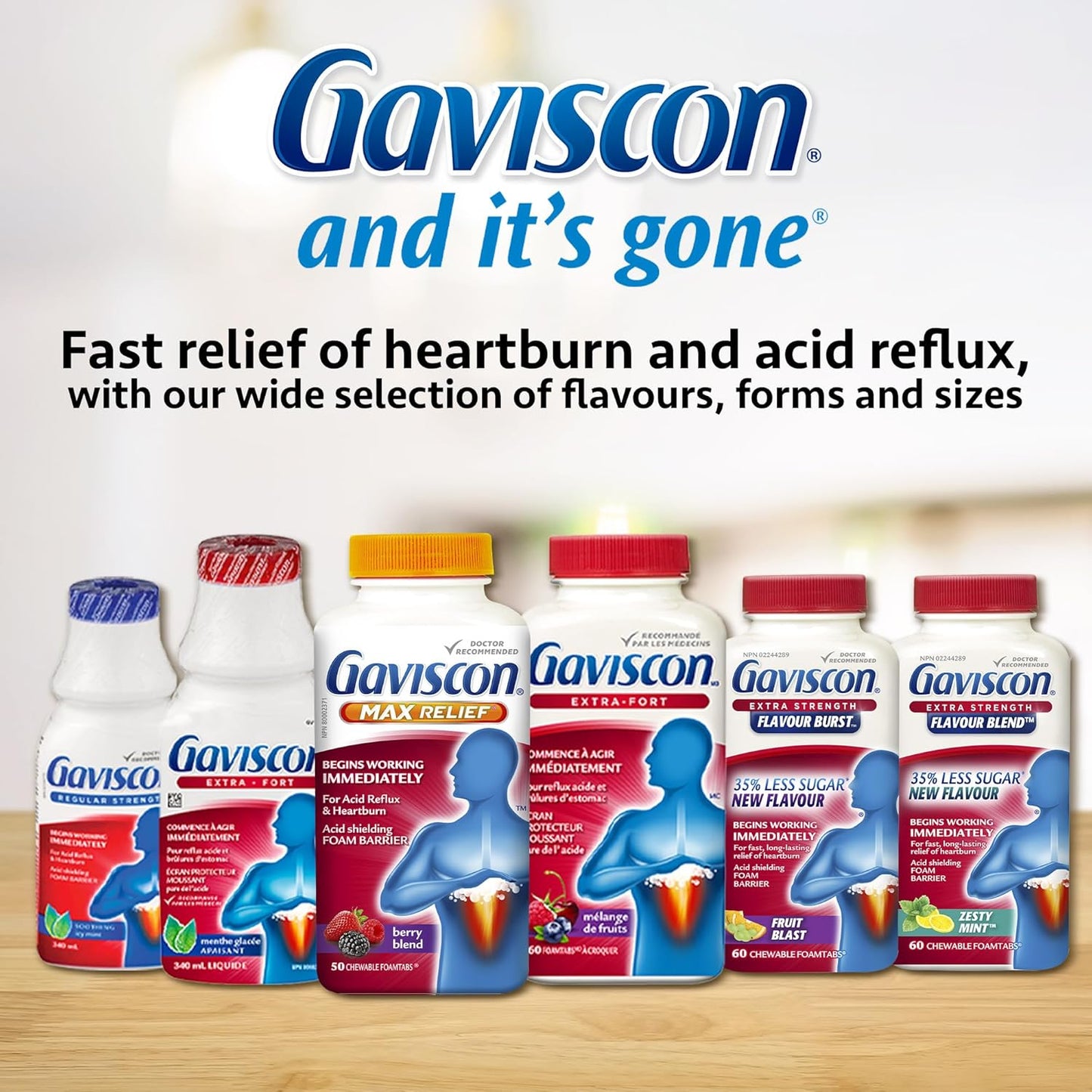 Gaviscon Liquid Regular Strength Antacid - 600 ml - Antacid Liquid for Day and Night Heartburn Relief, Acid Reflux and GERD Relief, Fruit Blend - Free of Aluminum, Lactose and Gluten