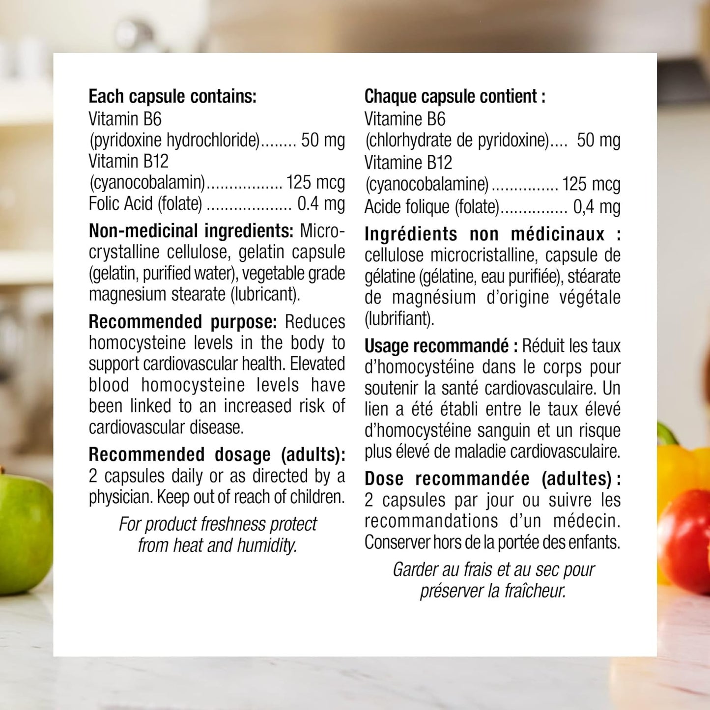 Webber Naturals 维生素 B6 + B12 含叶酸,120 粒胶囊