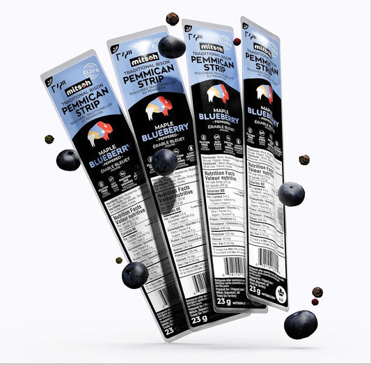 Bison Blueberry Pemmican Meat Snack | Indigenous Superfood | Made w/Grass-Fed Bison | Canadian, Indigenous-Owned | High Protein, Gluten-Free, Soy-Free, 4-Pack
