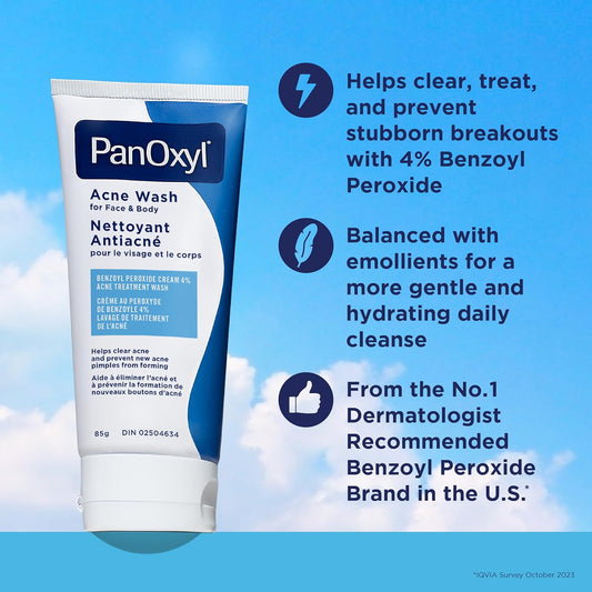 PanOxyl 4% Benzoyl Peroxide Face Wash, Clarifying Exfoliant with 2% Salicylic Acid, and Balancing Renewal Moisturizer Bundle