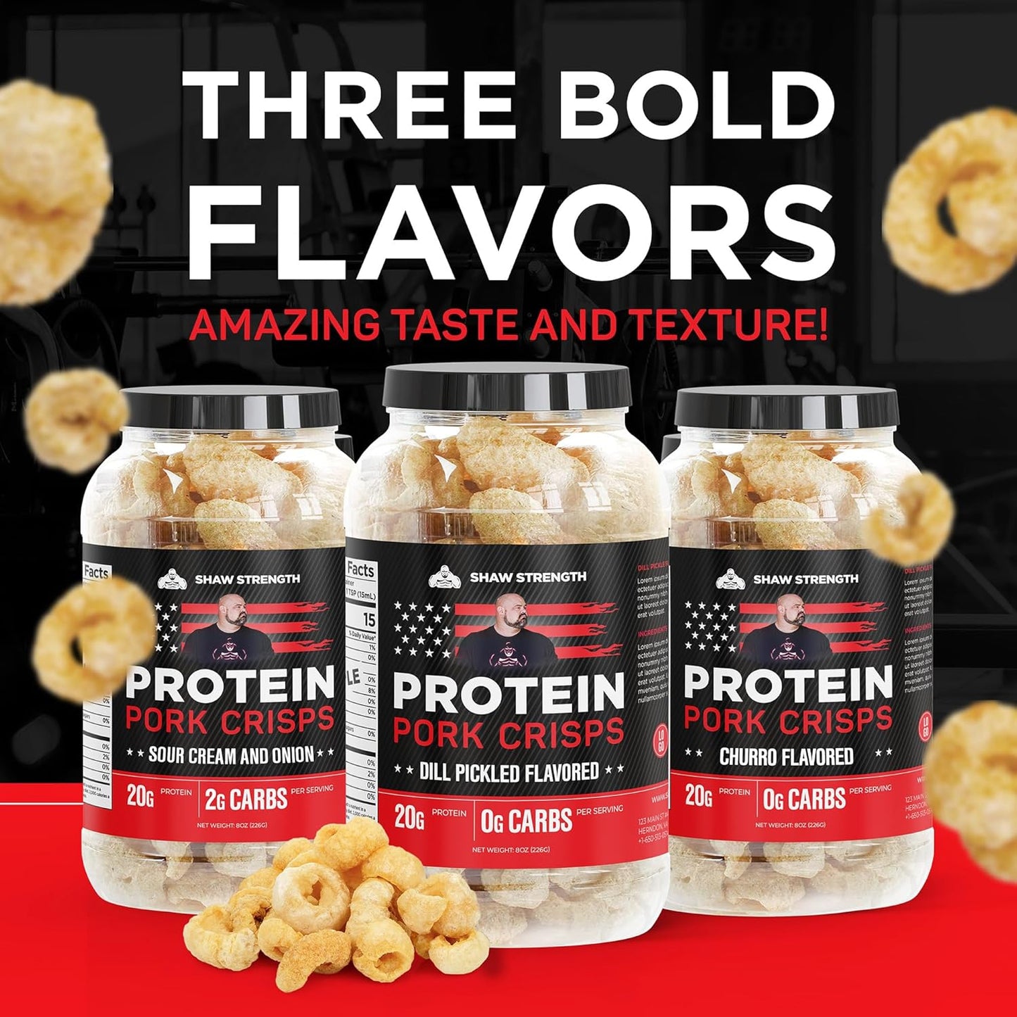 Shaw Strength Protein 猪皮(莳萝泡菜味,8盎司);专为世界最强壮男人 Brian Shaw 研发,生酮友好,高蛋白,无碳水化合物,全天然,椰子油炸