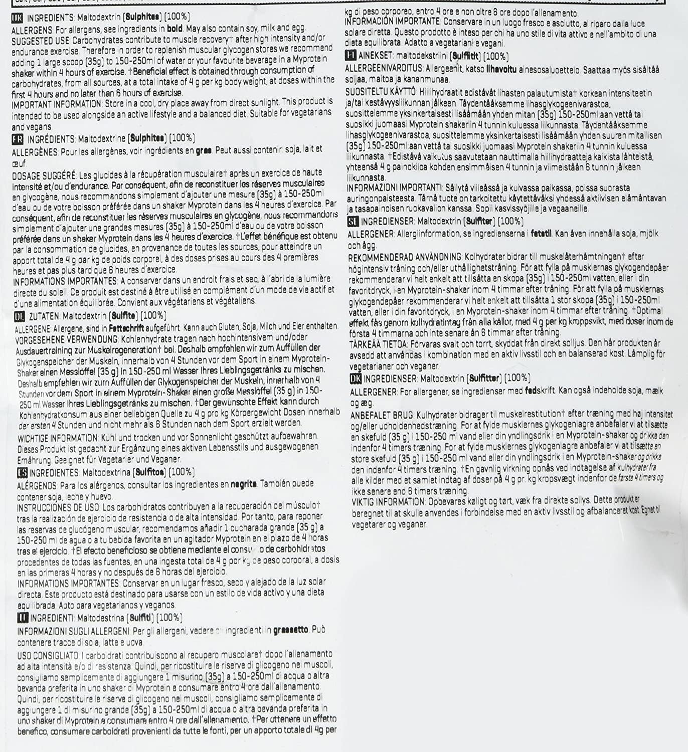 Myprotein 麥芽糊精 2500g 無味