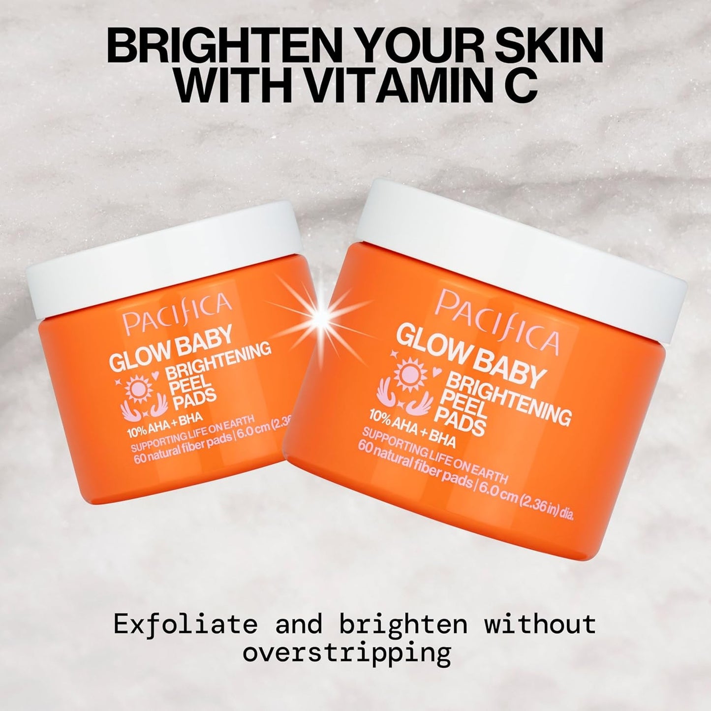 Pacifica Beauty Glow Baby Brightening Peel Pads 10% AHA + BHA, Skincare, Exfoliating, Skin Texture, Minimize Pores, For All Skin Types, Fragrance Free, Clean Skin Care, Vegan - 60 Pads (1 Count)