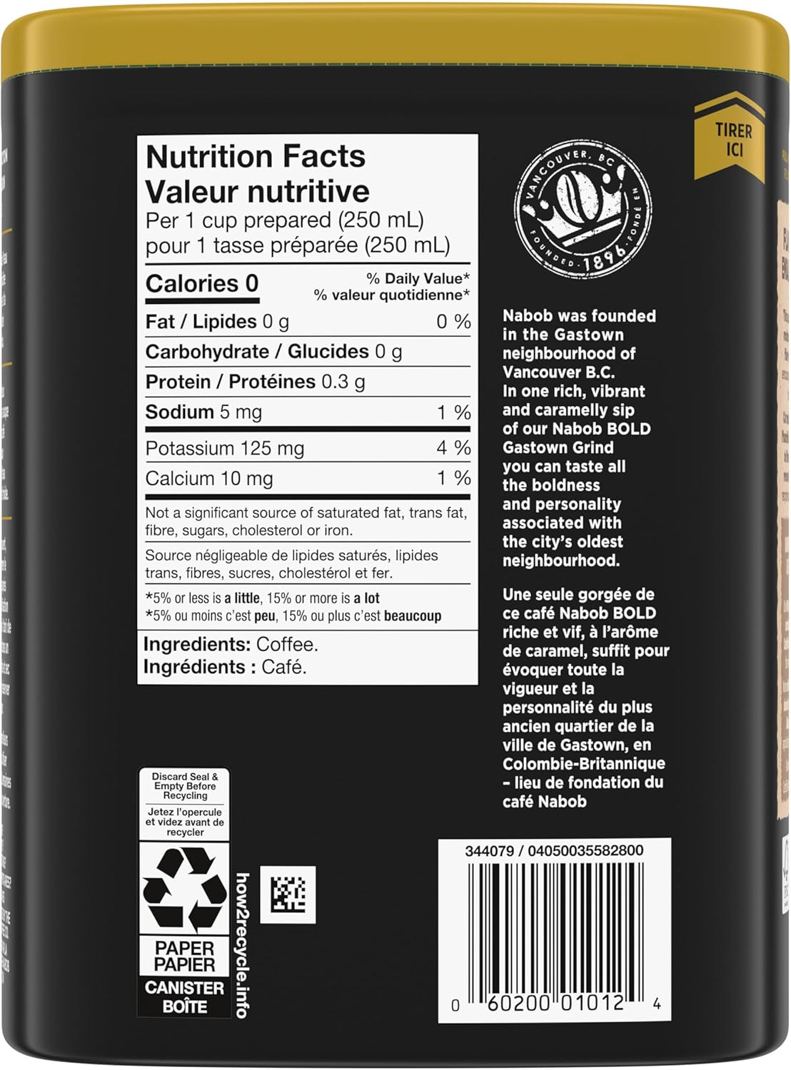 Nabob 中度浓烘焙 Gastown 咖啡粉,6 支装