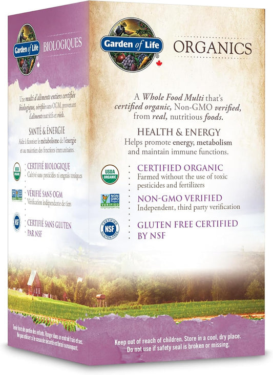Garden of Life Organics 女士每日一次复合维生素,30 片装 | 支持免疫系统、能量生成、甲状腺功能、新陈代谢和胶原蛋白形成 | 非转基因、无麸质、纯素