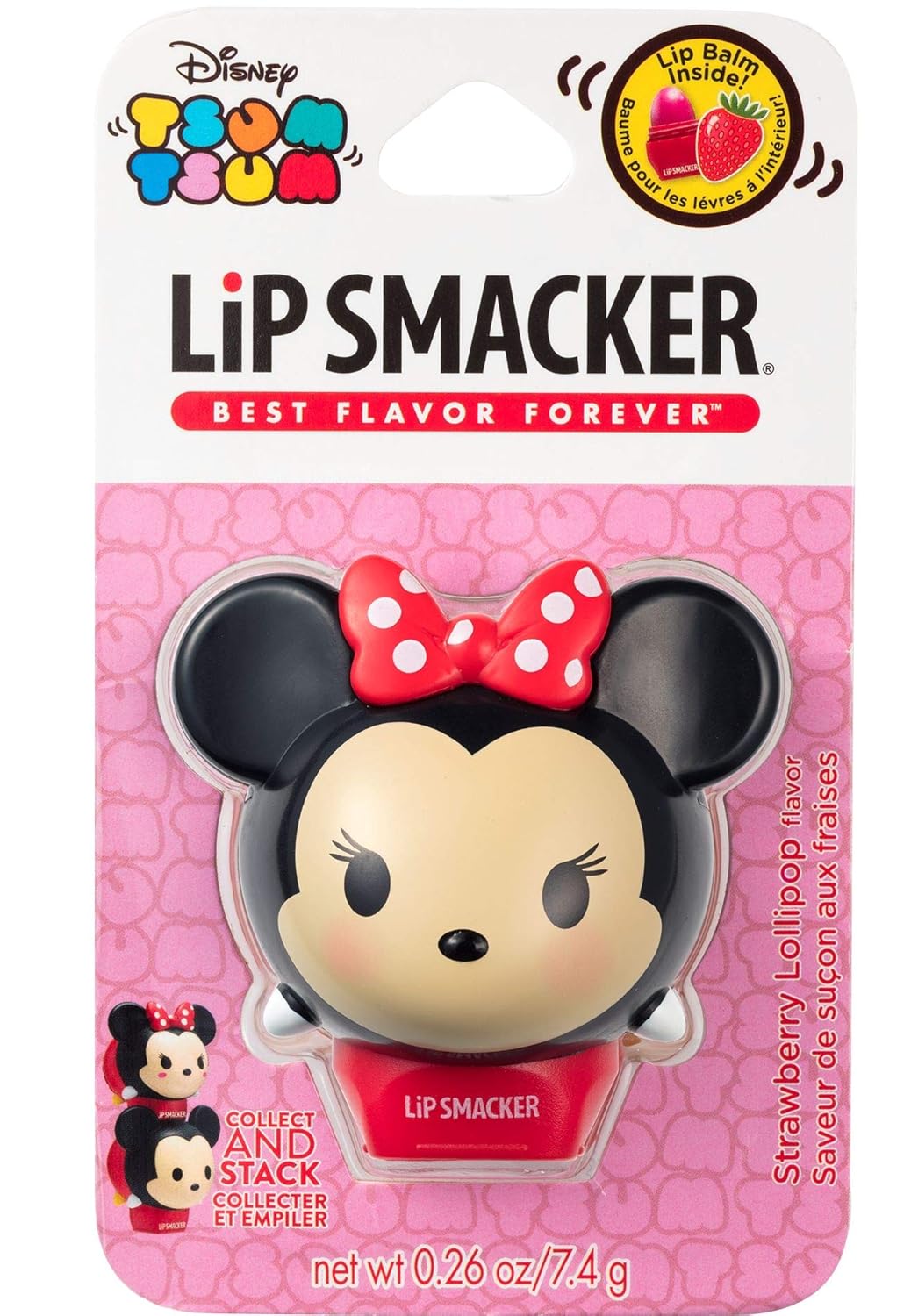 Lip Smacker Disney Tsum Tsum Balms-0.26 盎司,米妮草莓棒棒糖