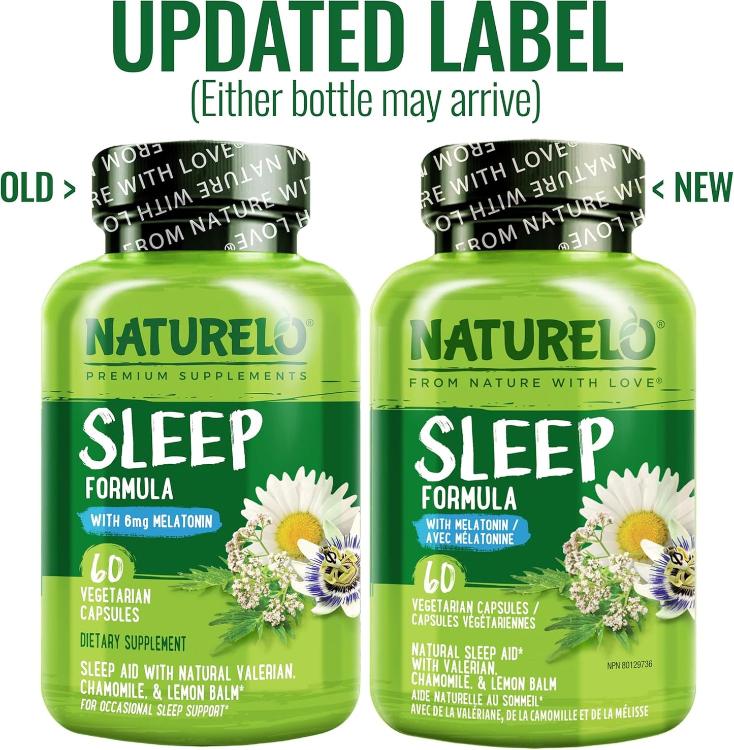 NATURELO 助眠膠囊 - 含褪黑激素、鎂、GABA、纈草根、檸檬香蜂草、洋甘菊草本萃取 - 植物性助眠膠囊 - 60 粒素食膠囊