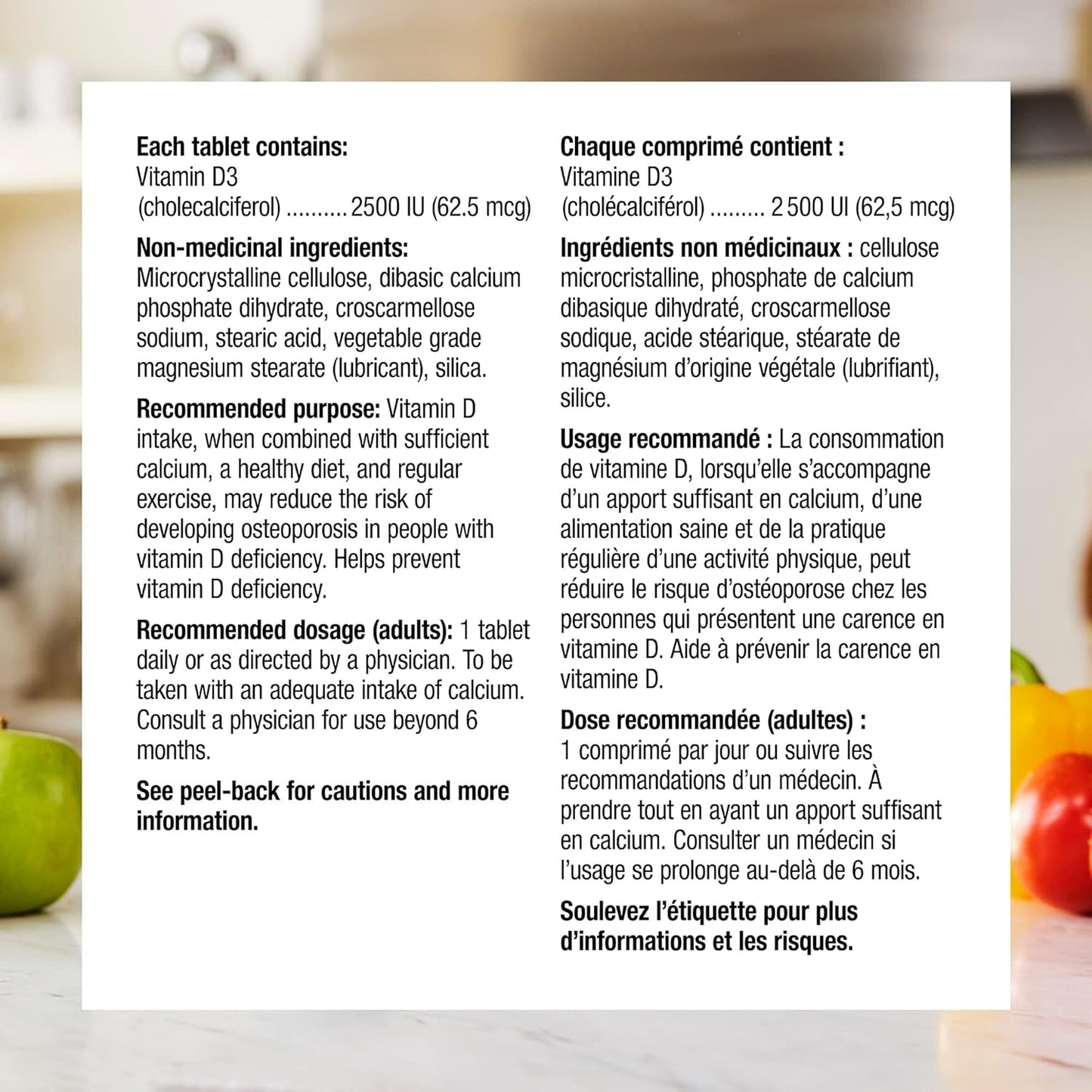 Webber Naturals 维生素 D3 2500 IU 加强型,180 片,有助于骨骼和牙齿健康,并有助于预防维生素 D 缺乏症