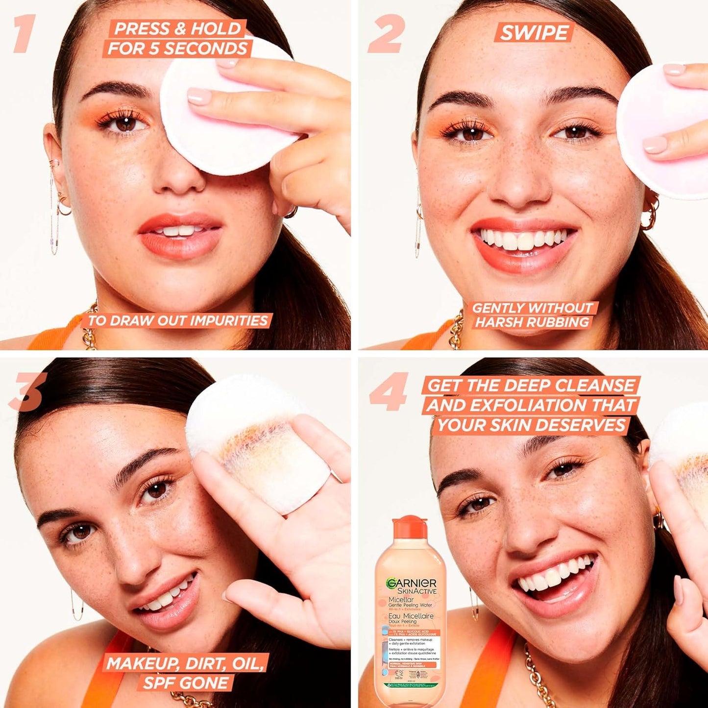 Garnier Gentle Peeling Micellar Water and Face Cleanser, with 1% PHA and Glycolic Acid, Face Exfoliant, Facial Cleanser and Makeup Remover, 400ml