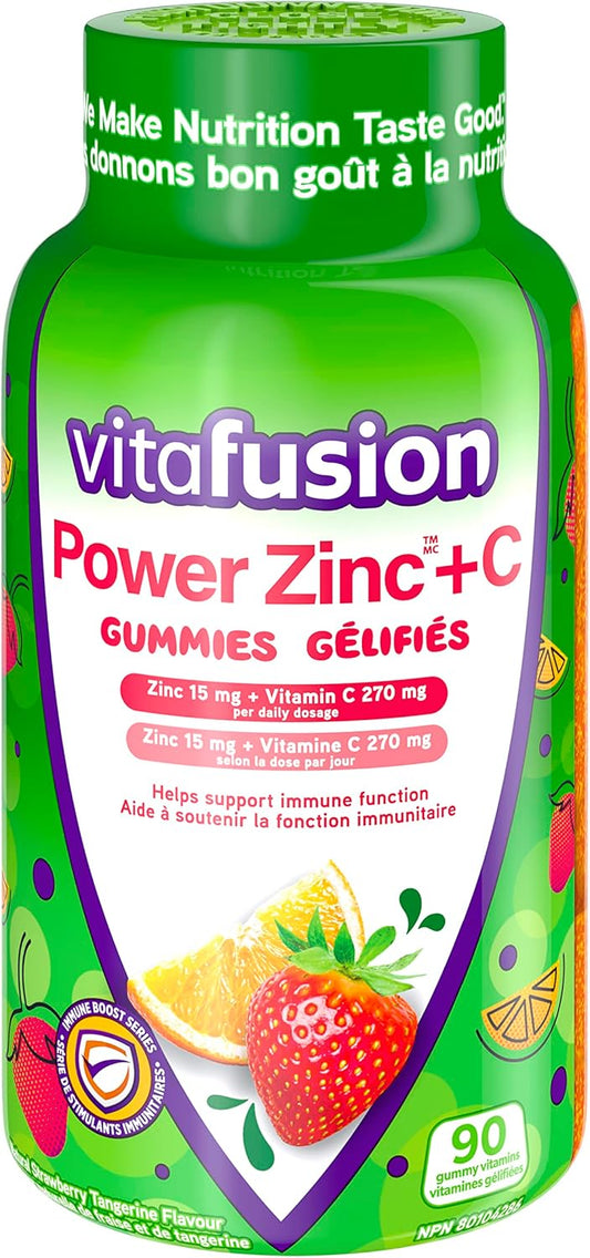 Vitafusion Power 鋅 + C 成人維生素軟糖,草莓橘子味,90 粒 & B12 成人維生素軟糖,1000 微克維生素 B12 每日劑量