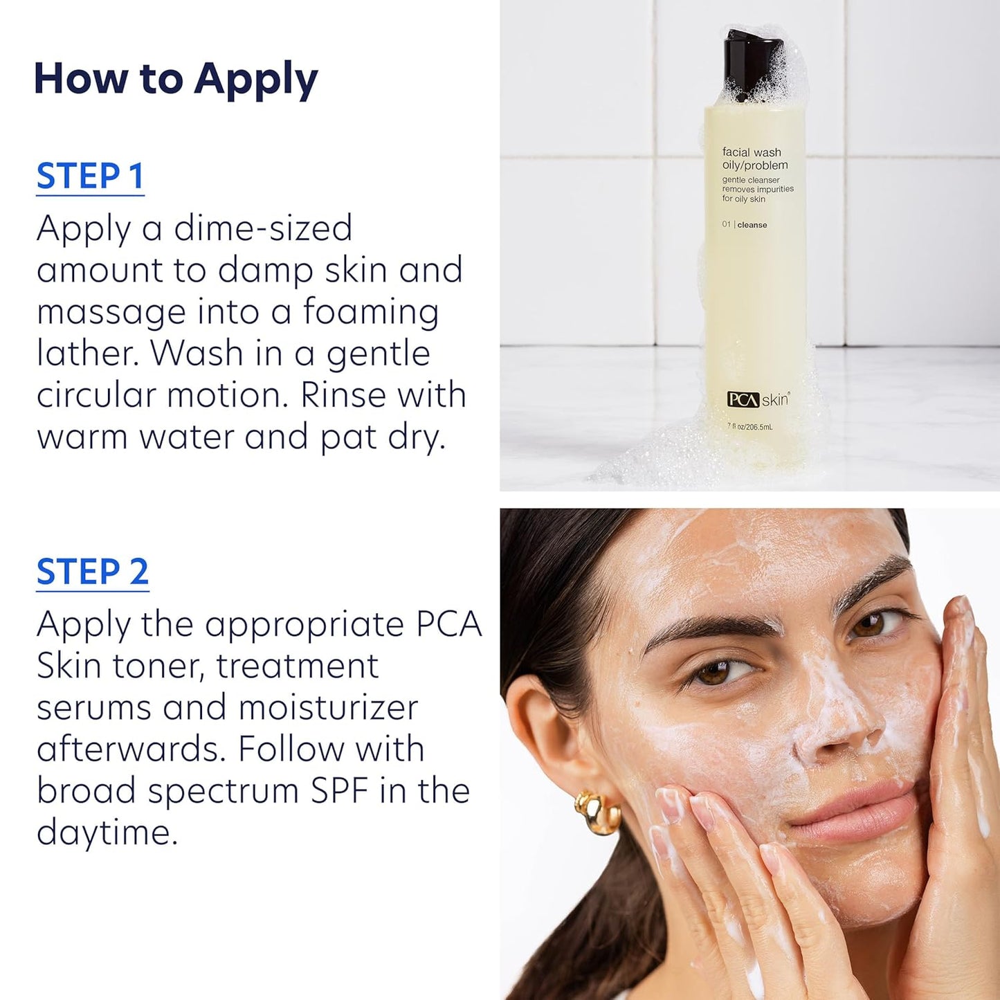PCA SKIN Hydrating Face Wash For Oily & Acne Prone Skin - Oil-Free Daily Foaming Moisturizing Facial Cleanser With Lactic Acid & Glycerin, Removes Makeup, Oil & Dirt (7 fl oz)