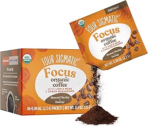 Four Sigmatic Think 速溶蘑菇咖啡 | 阿拉比卡速溶单品咖啡,含狮鬃菇、白桦茸和红景天 | 有机蘑菇咖啡速溶粉,有助于提高注意力和增强免疫力 | 10 包