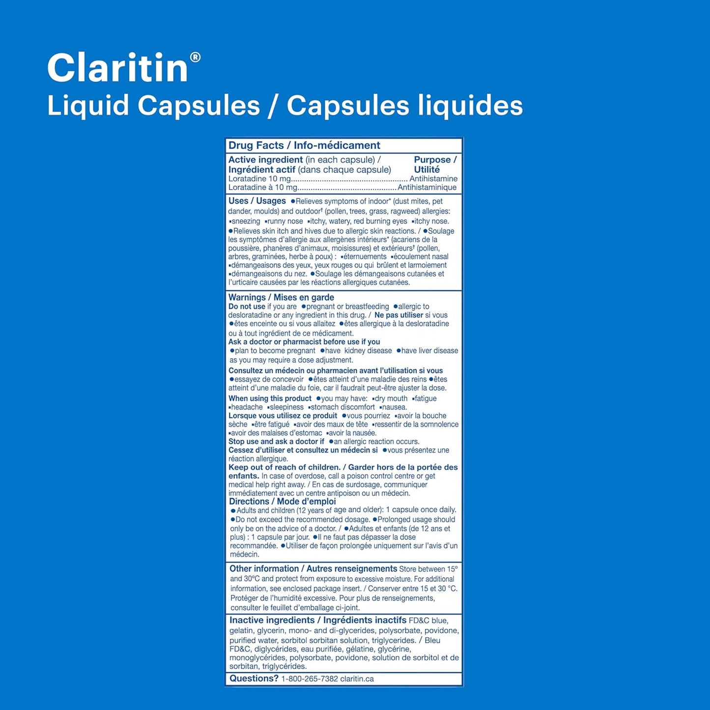 Claritin Liquid Capsules Allergy Medicine, Fast-Acting 24-Hour Non-Drowsy Relief 10 mg, 24 Capsules