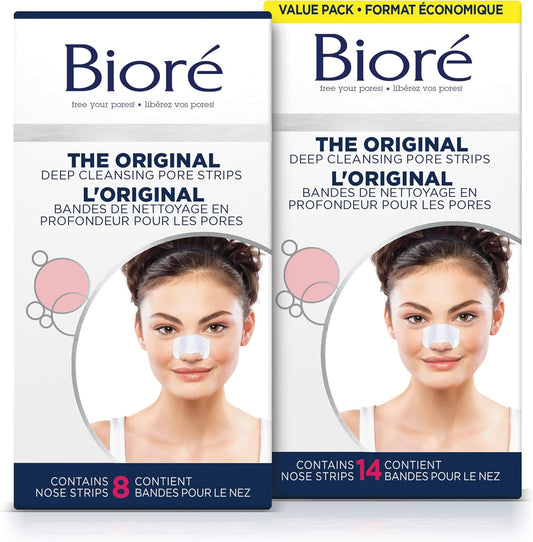 Bioré Original, Deep Cleansing Pore Strips, Nose Strips for Instant Pore Unclogging and Blackhead Removal, Dermatologist Tested, Oil Free and Vegan Friendly