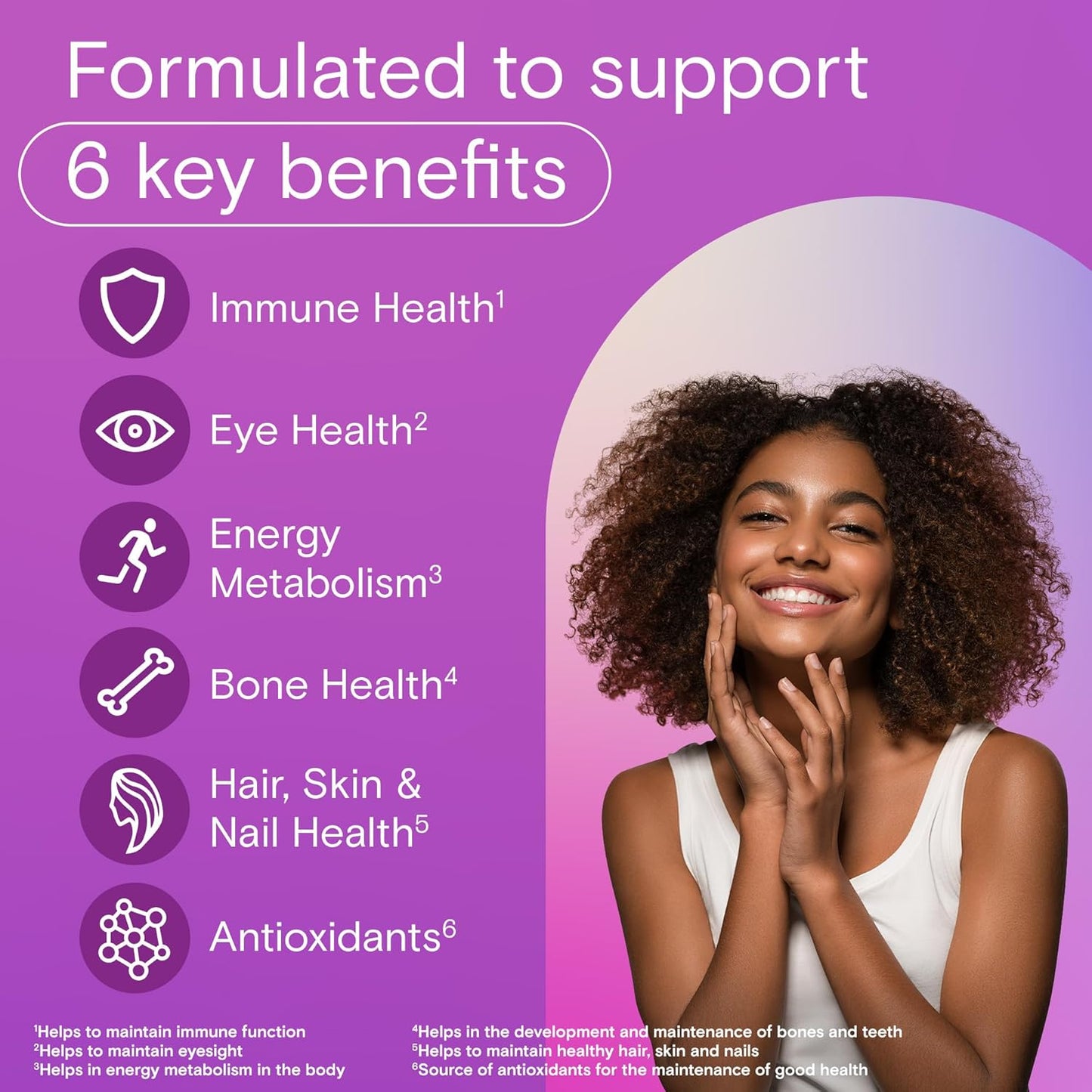 每日一片女士复合维生素软糖 - 每日补充女性所需维生素软糖,含维生素 A、C、D 和锌,有助于增强免疫功能,含生物素,有益于头发、皮肤和指甲健康,130 粒软糖