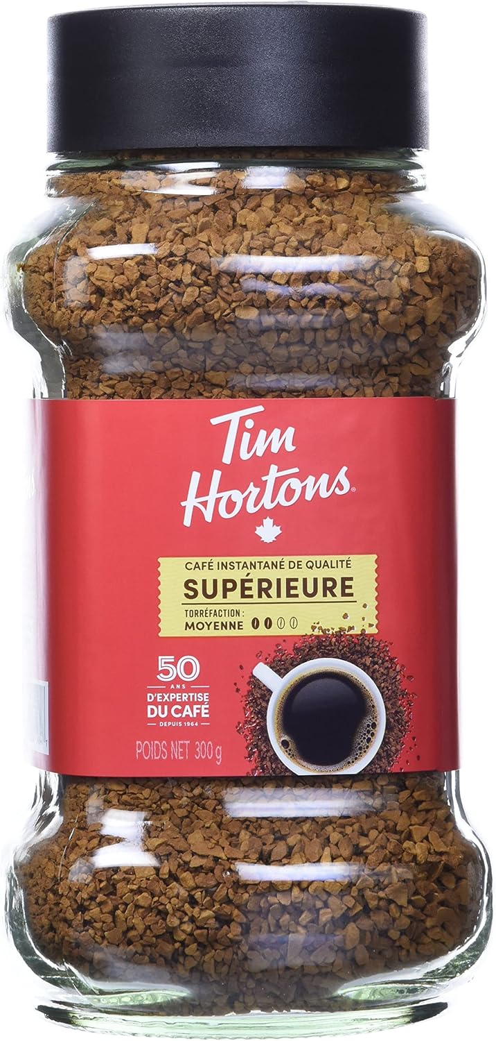 Tim Hortons 中度烘焙速溶咖啡,100% 哥伦比亚,300 克罐装 & 热巧克力饮料混合装,原味,500 克罐装