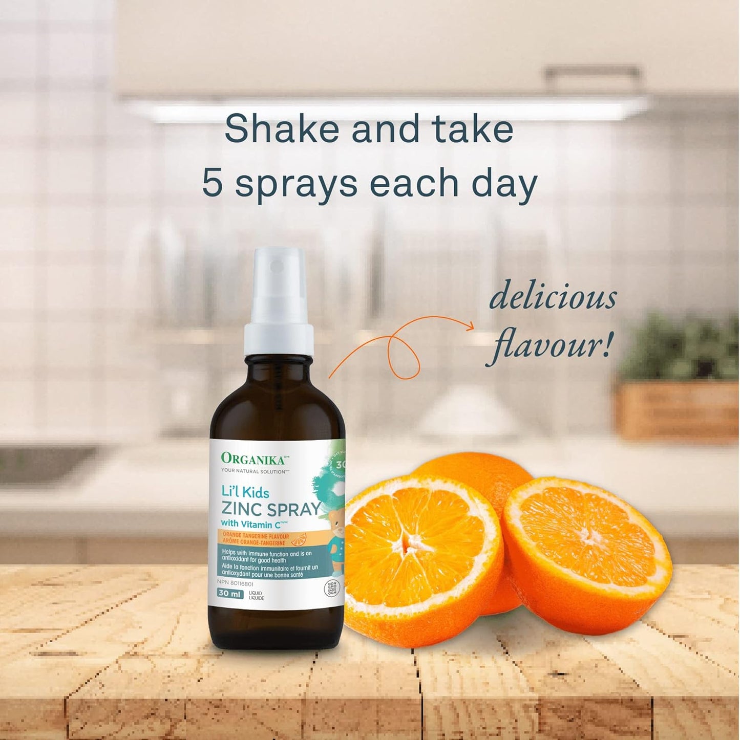 Organika 加拿大製造兒童鋅噴霧,含維生素 C,橙子橘子口味,為您的孩子提供免疫支持,簡易噴霧形式,30 毫升