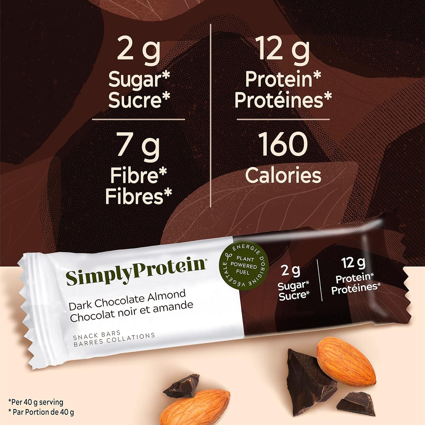 Simply Protein Ready-To-Drink Chocolate Plant Protein Shake, 330mL Bottle, Pack of 4, High Protein & Dark Chocolate Almond Protein Bars, Gluten Free, Vegan, High Protein Snacks, 4 Count