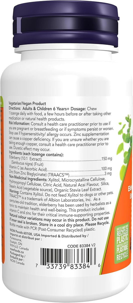 NOW Supplements, 接骨木鋅-C,含接骨木濃縮物和維生素 C,60 粒錠劑