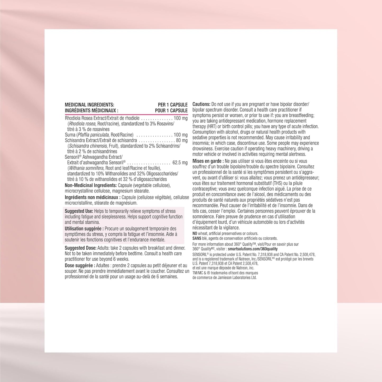 Smart Solutions Adrenasmart 素食膠囊,緩解壓力症狀,增強認知耐力和功能,並減輕疲勞。含 100 毫克紅景天,不含麩質、大豆、人工防腐劑或甜味劑…